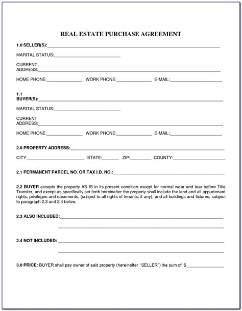 Printable Simple Mobile Home Purchase Agreement
